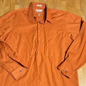 Van Heusen Men's Orange Striped Long-Sleeve Dress Shirt
